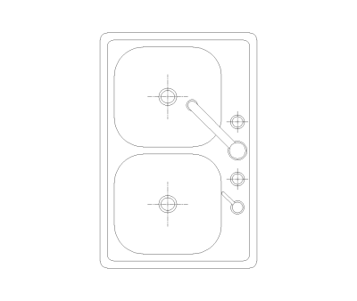 Kitchen Sink Double Bowl CAD Block. Free DWG AutoCAD Imperial drawing available to download