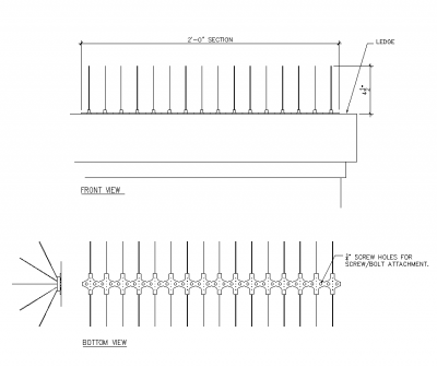 Bird Control Spike - Acciaio inossidabile - 8 pollici CAD dwg