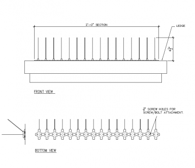 Bird Control Spike - Aço inoxidável - bloco CAD de 3 polegadas