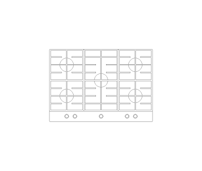 Drop-In Gas Cooktop CAD Block. Free DWG AutoCAD Imperial drawing available to download