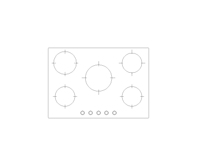 Drop-In Electric Cooktop CAD Block. Free DWG AutoCAD Imperial drawing available to download