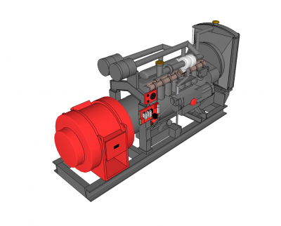 Grupo electrógeno con zócalo modelo de SketchUp