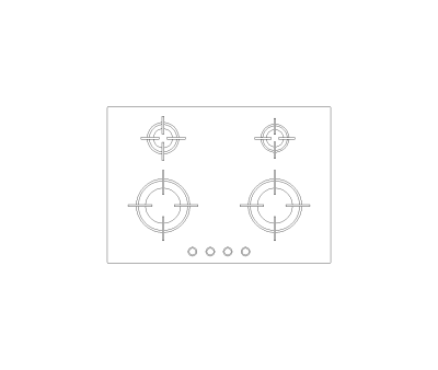 Gas 4 Burner Cooktop CAD Block. Free DWG AutoCAD Imperial drawing available to download