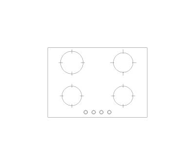 Electric 4 Burner Cooktop CAD Block. Free DWG AutoCAD Imperial drawing available to download