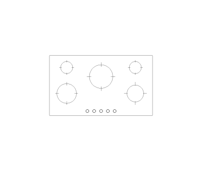 Electric 5 Burner Cooktop CAD Block. Free DWG AutoCAD Imperial drawing available to download