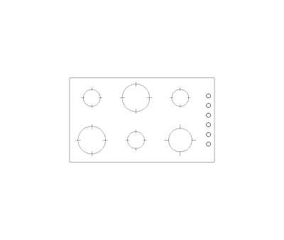 Electric 6 Burner Cooktop CAD Block. Free DWG AutoCAD Imperial drawing available to download