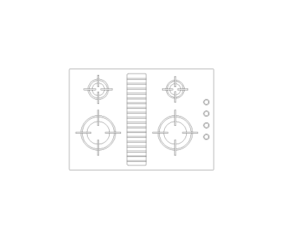 Gas Downdraft Cooktop CAD Block. Free DWG AutoCAD Imperial drawing available to download
