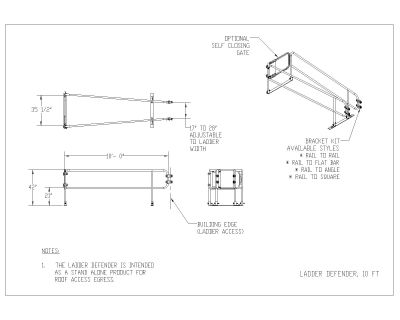 Free AutoCAD 2D Editable Drawings for 10-ft Ladder Defender Design