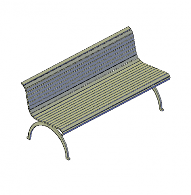 Galleria Park Bench 3D DWG block 