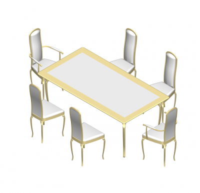 Table à manger et chaises à 6 places modèle 3DS Max