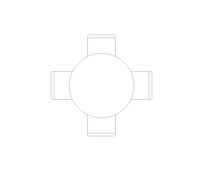 Patio 4 Seat Round Table Set CAD Block. Free DWG AutoCAD Imperial drawing available to download