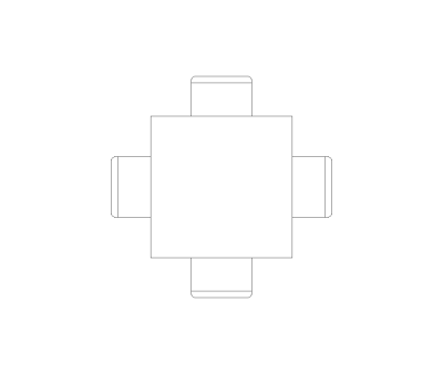 Patio 4 Seat Square Table Set CAD Block. Free DWG AutoCAD Imperial drawing available to download