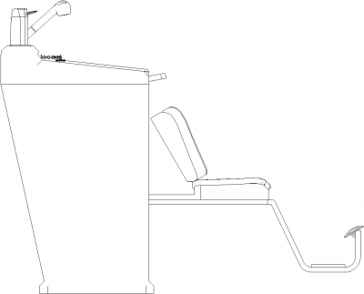 1469mm Width Portable Hair Salon Wash Basin Left Elevation dwg Drawing