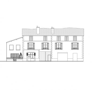 casas francesas vista de la calle dibujo de AutoCAD