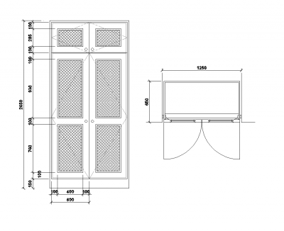 Garderobe Gestaltungsplan und Erhebungen dwg