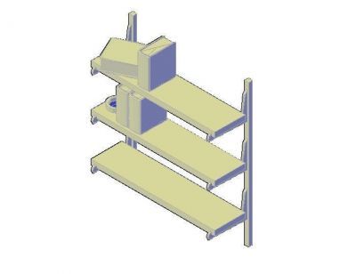 Prateleiras de 3 níveis 3d dwg