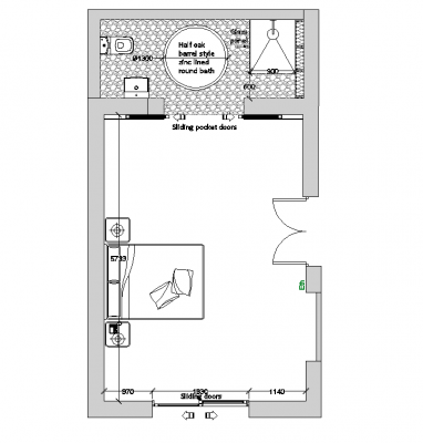 Chambre et salle de bains design CAD dwg
