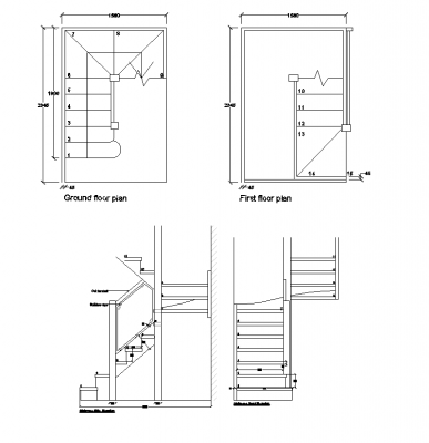 Design d'escalier de patte de chien dwg