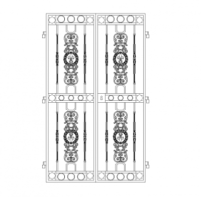 Double door iron grille DWG block 