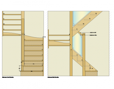 Dessin d'escalier en chêne dessin DWG