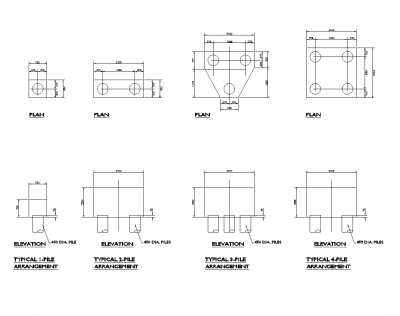 Pile caps DWG blocs CAD