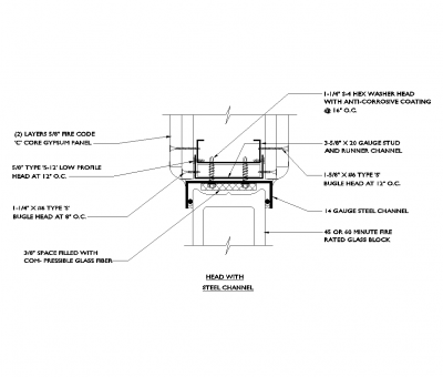 Door head with steel channel dwg