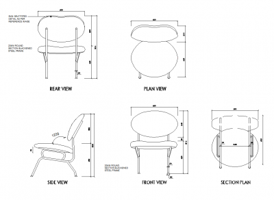 Chaise rembourrée dwg