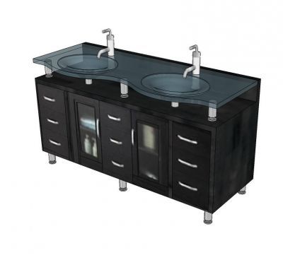 His and Hers vanity unit 3d dwg and sketchup models