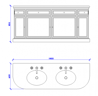 湾曲バニティユニットdwg