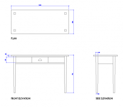 Mesa com gaveta DWG