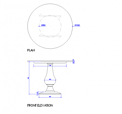 Ash round dining table dwg