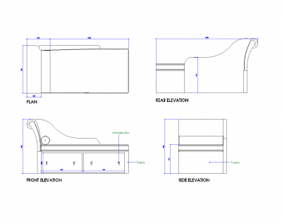 End of bed chaise dwg drawing