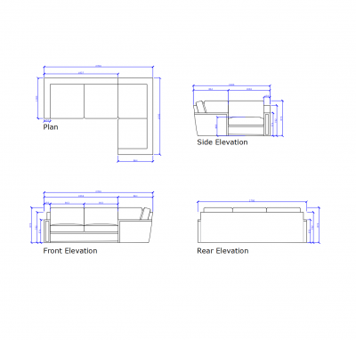 Bespoke L shaped sofa dwg 