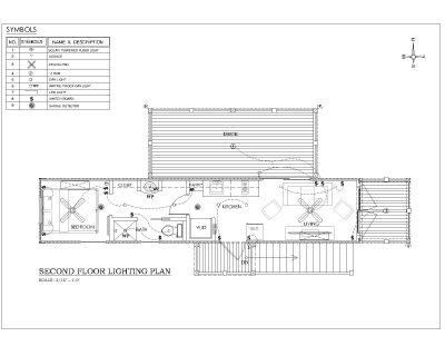 2-Story Apartment Containerized Building - 2nd Floor Lighting Plan''