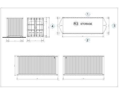 “20' Shipping Container Storage Building Drawings