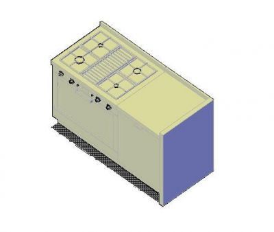 Horno de cocina y armario Plano 3D