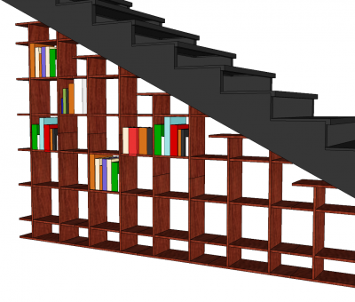 Sous escalier bloc Bibliothèque sketchup