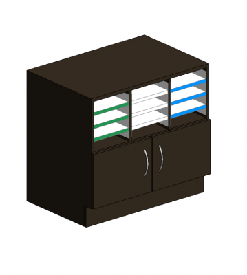 Базовый Кабинет 2 двери модель Revit
