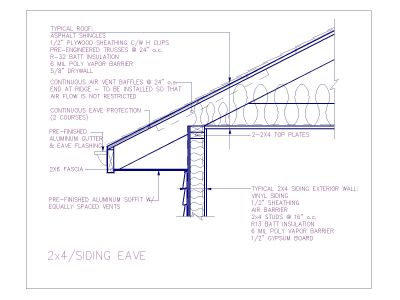 Free AutoCAD 2D Editable Drawings for 2x4 Siding Eave