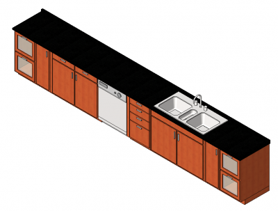 Plans de travail en granit avec placards modèle Revit