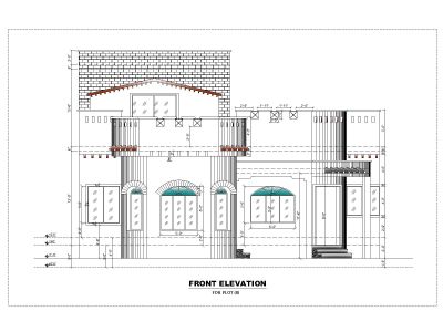 Free AutoCAD 2D Editable Drawings for 3 BHK 3 Set House Design Front Elevation - 3