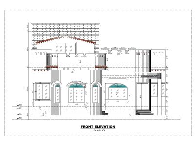 Free AutoCAD 2D Editable Drawings for 3 BHK 3 Set House Design Front Elevation - 4