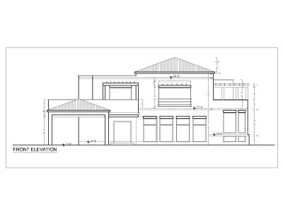 Free AutoCAD 2D Editable Drawings for 3 BHK Design with Dining & Car porch Elevation_  3