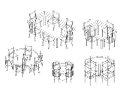 Free AutoCAD 3D Editable Drawings for Dining Tables -1