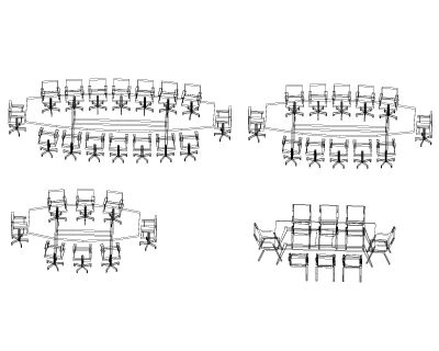 Free AutoCAD 3D Editable Drawings of Meeting Tables - 1