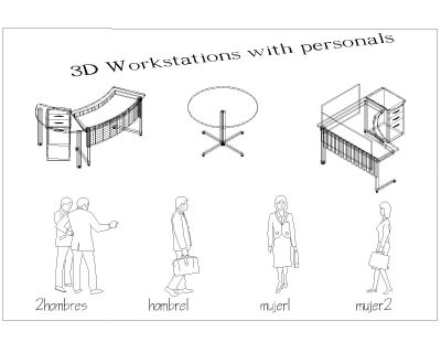 Free AutoCAD 3D Models for Office Workstation with Partitaion