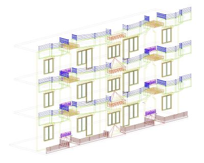 Free Files for 3D of Balconies & Parapet Walls- 2 in AutoCAD