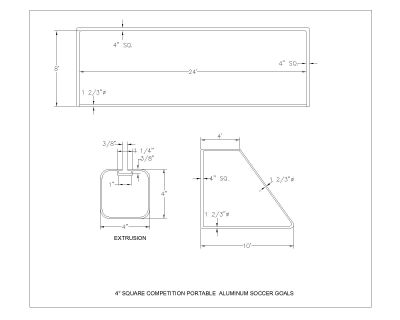 Free AutoCAD Drawings for 4-Inches Square Shootout ,Portable Aluminum Soccer Goals-2