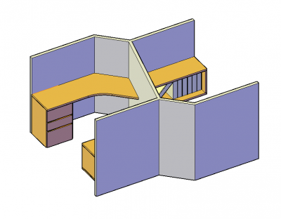 Рабочая станция кабинетами 3d DWG