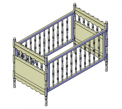 Baby Cot 3d dwg